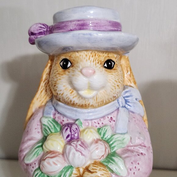 Pair of Pastel Colored Ceramic Bunny Candle Holders - Picture 5 of 10